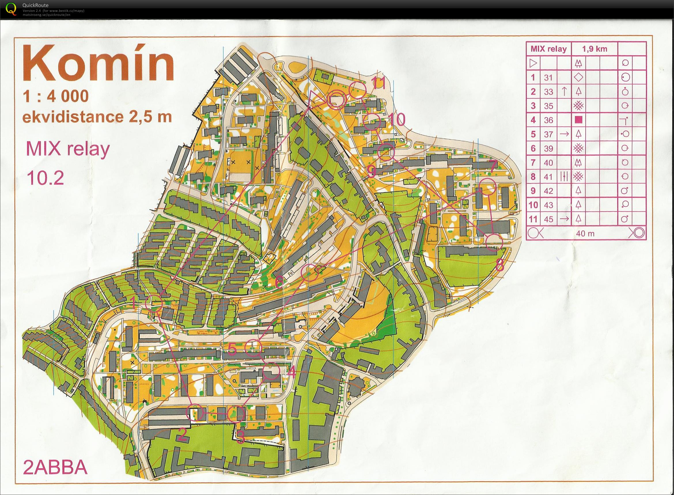 Mapový tréning Komín - sprintové štafety (2. úsek) (10.09.2014)