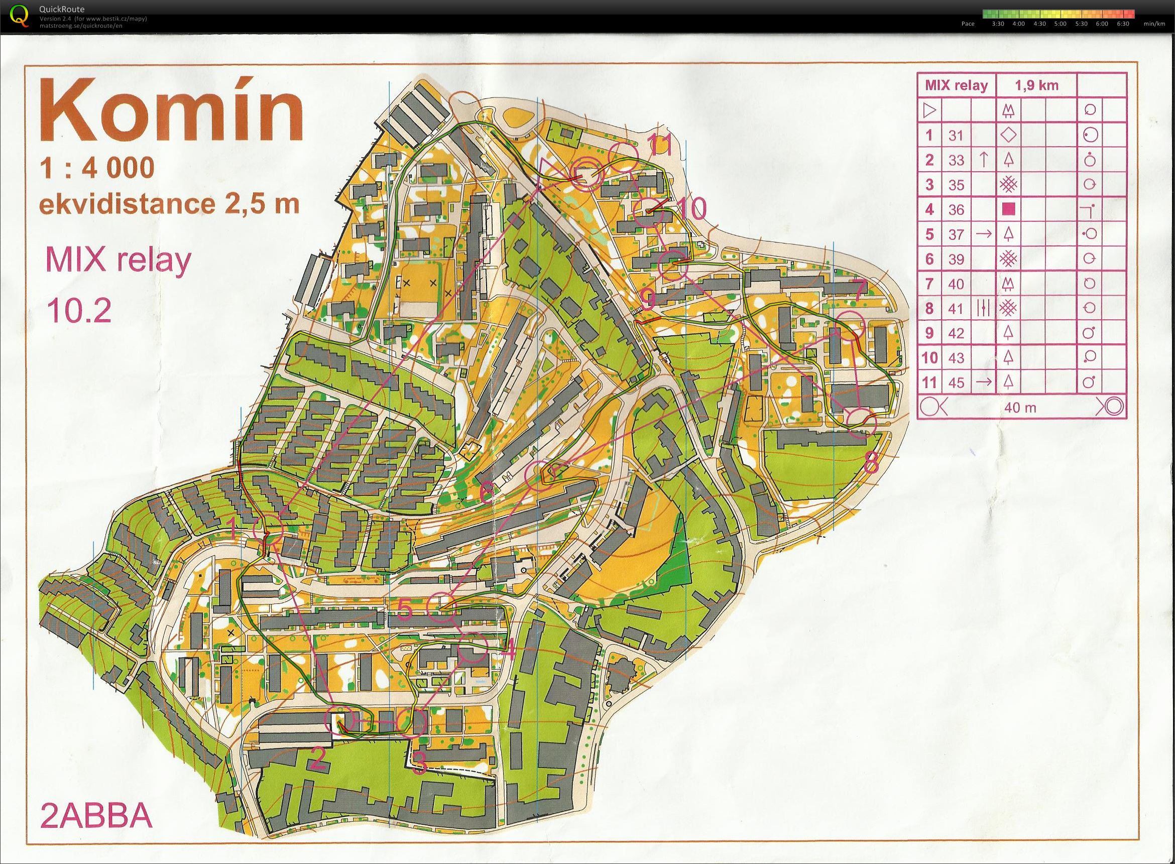 Mapový tréning Komín - sprintové štafety (2. úsek) (10.09.2014)
