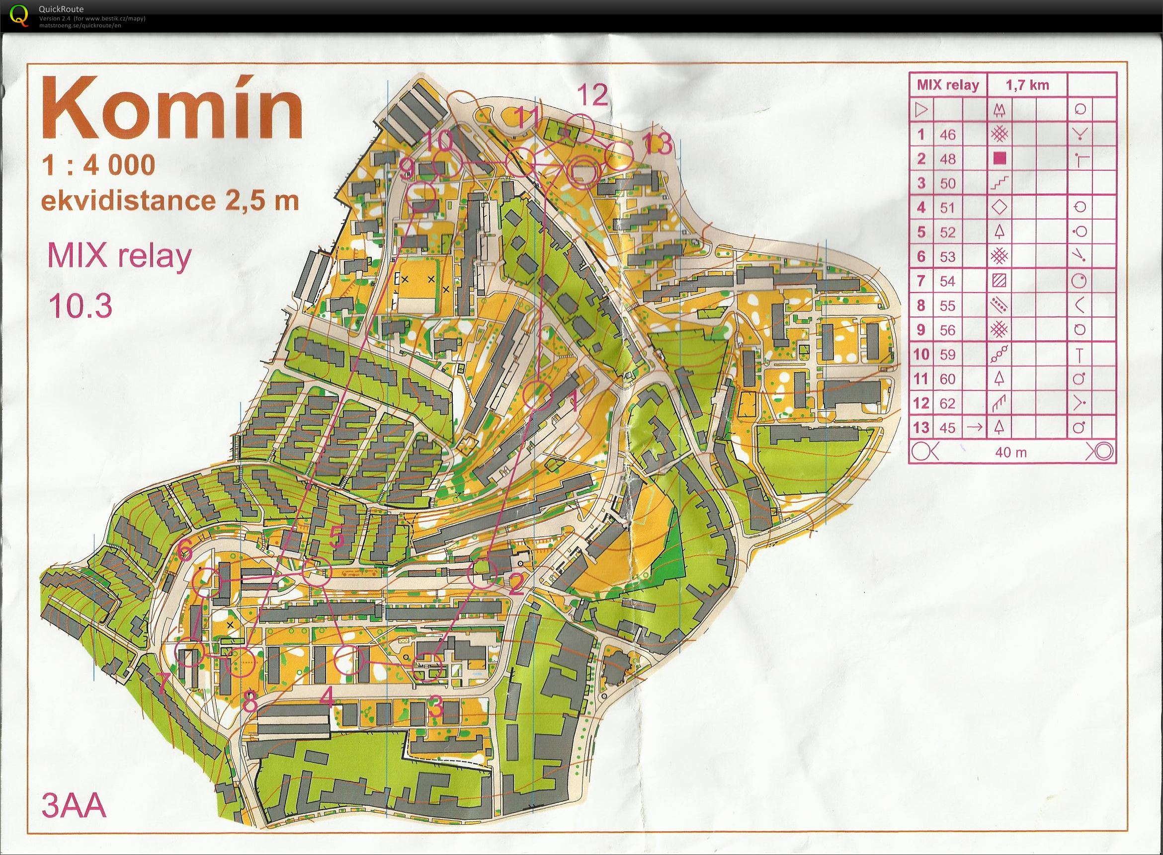Mapový tréning Komín - sprintové štafety (4. úsek) (10.09.2014)