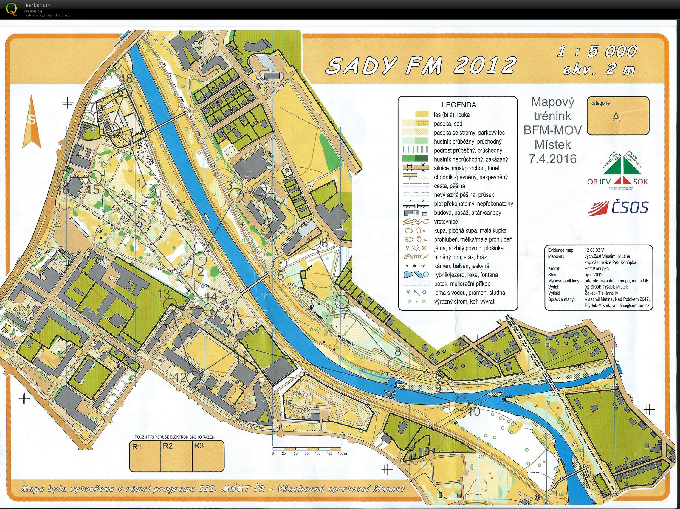 Mapový trénink-sprint, Frýdek-Místek (07.04.2016)