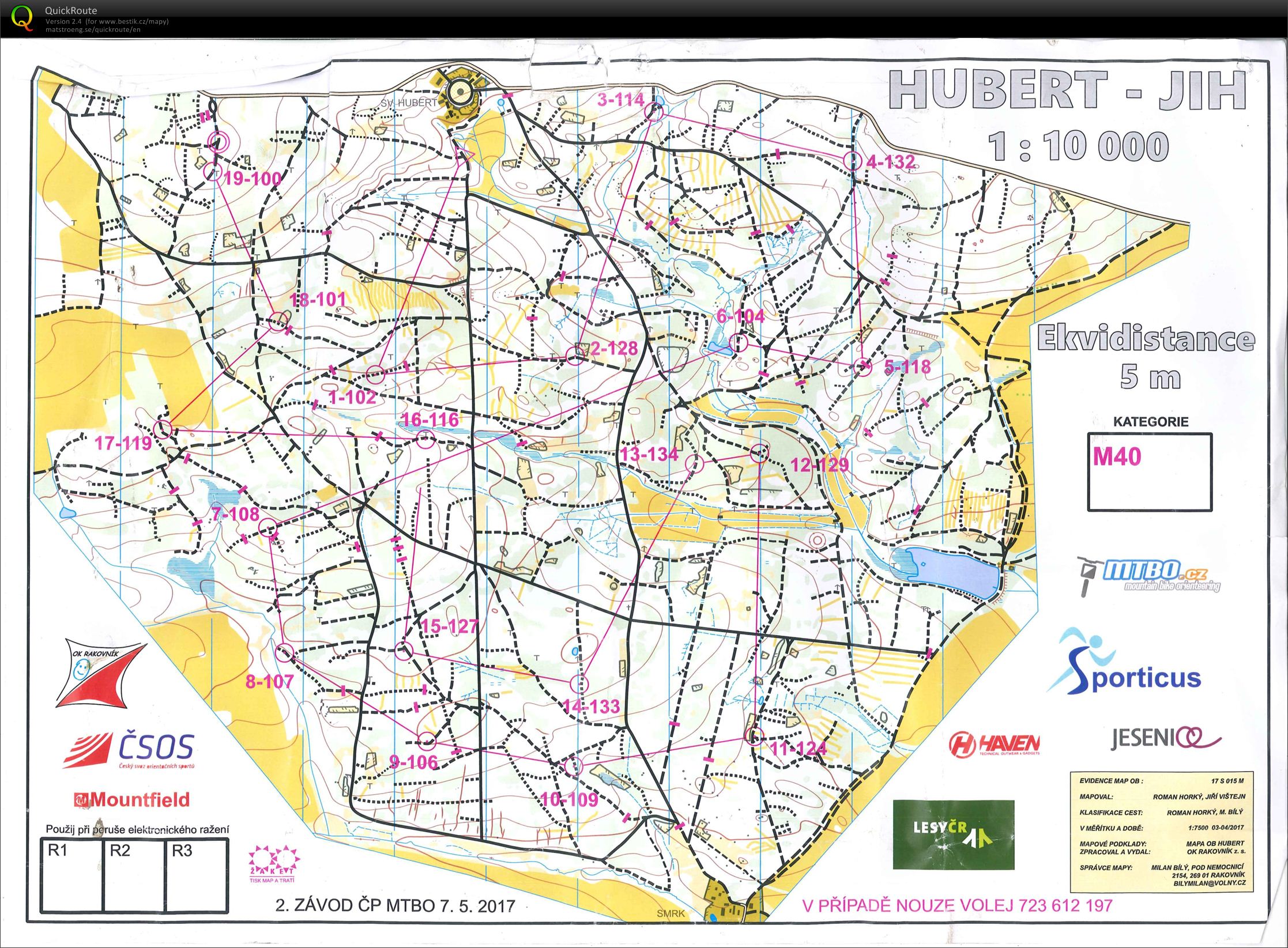 2. ČP MTBO - middle M40 (07.05.2017)