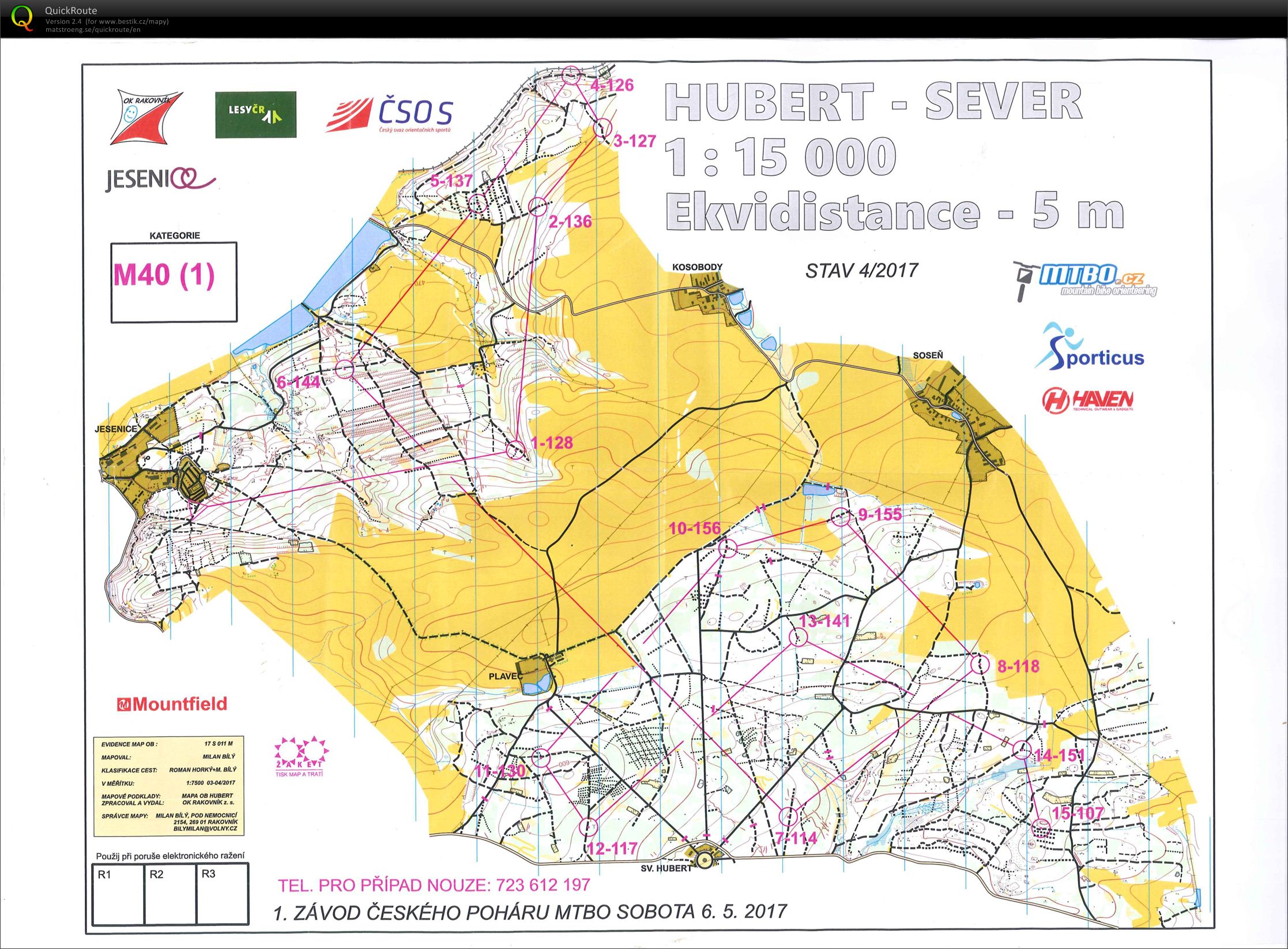 1.ČP MTBO - ultra long 1 část (06.05.2017)