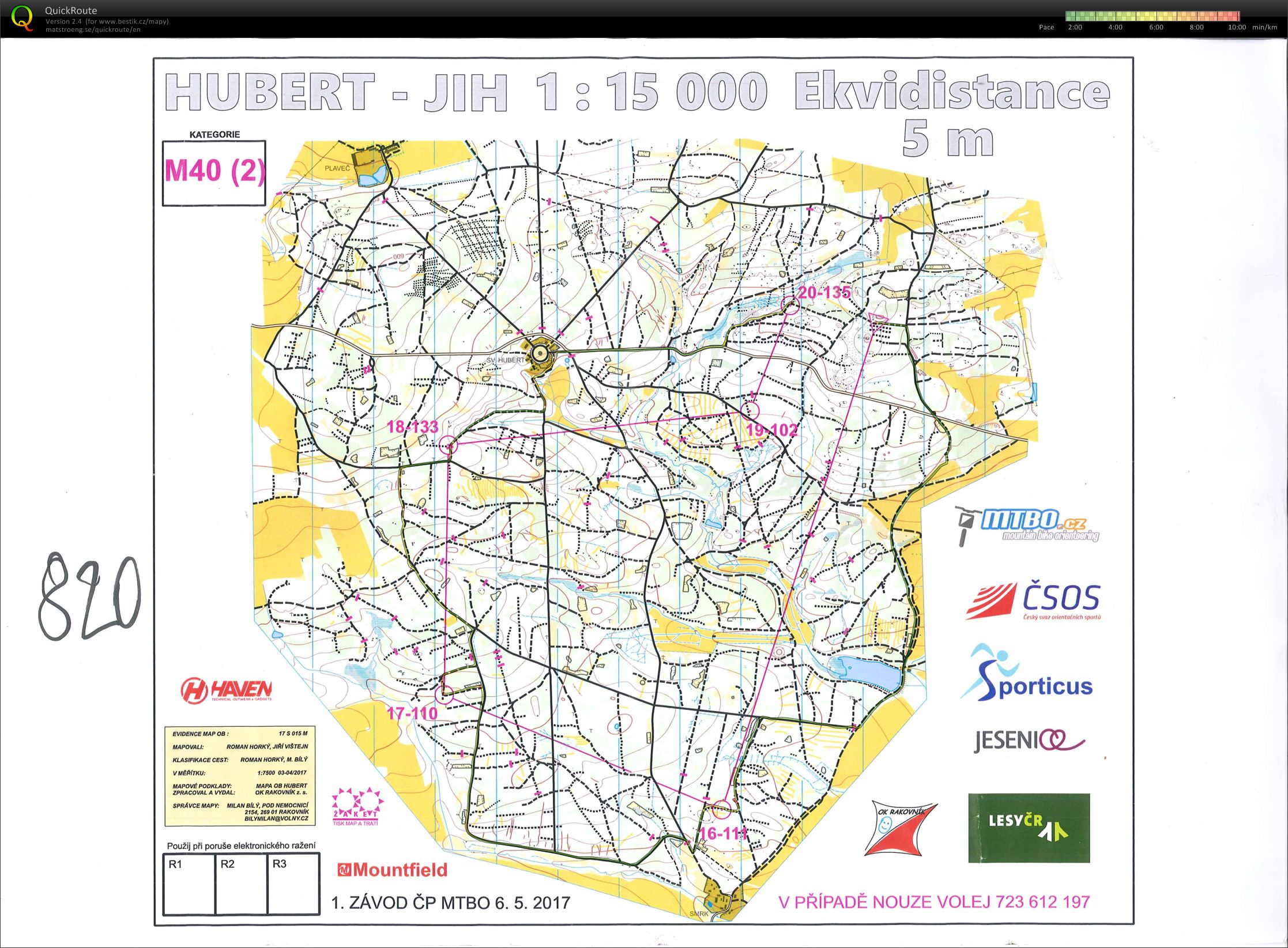 1. ČP MTBO - ultra long M40 2. část (06.05.2017)