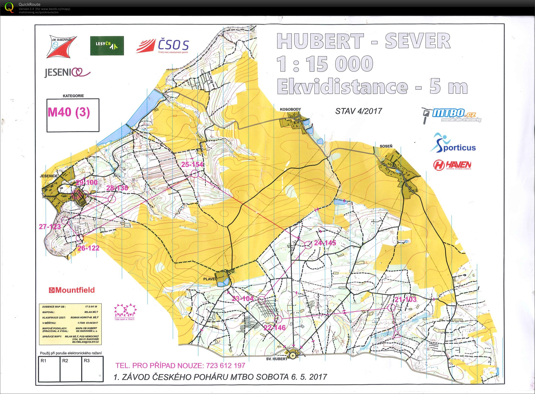 1. ČP MTBO - ultra long M40 3.část (06.05.2017)