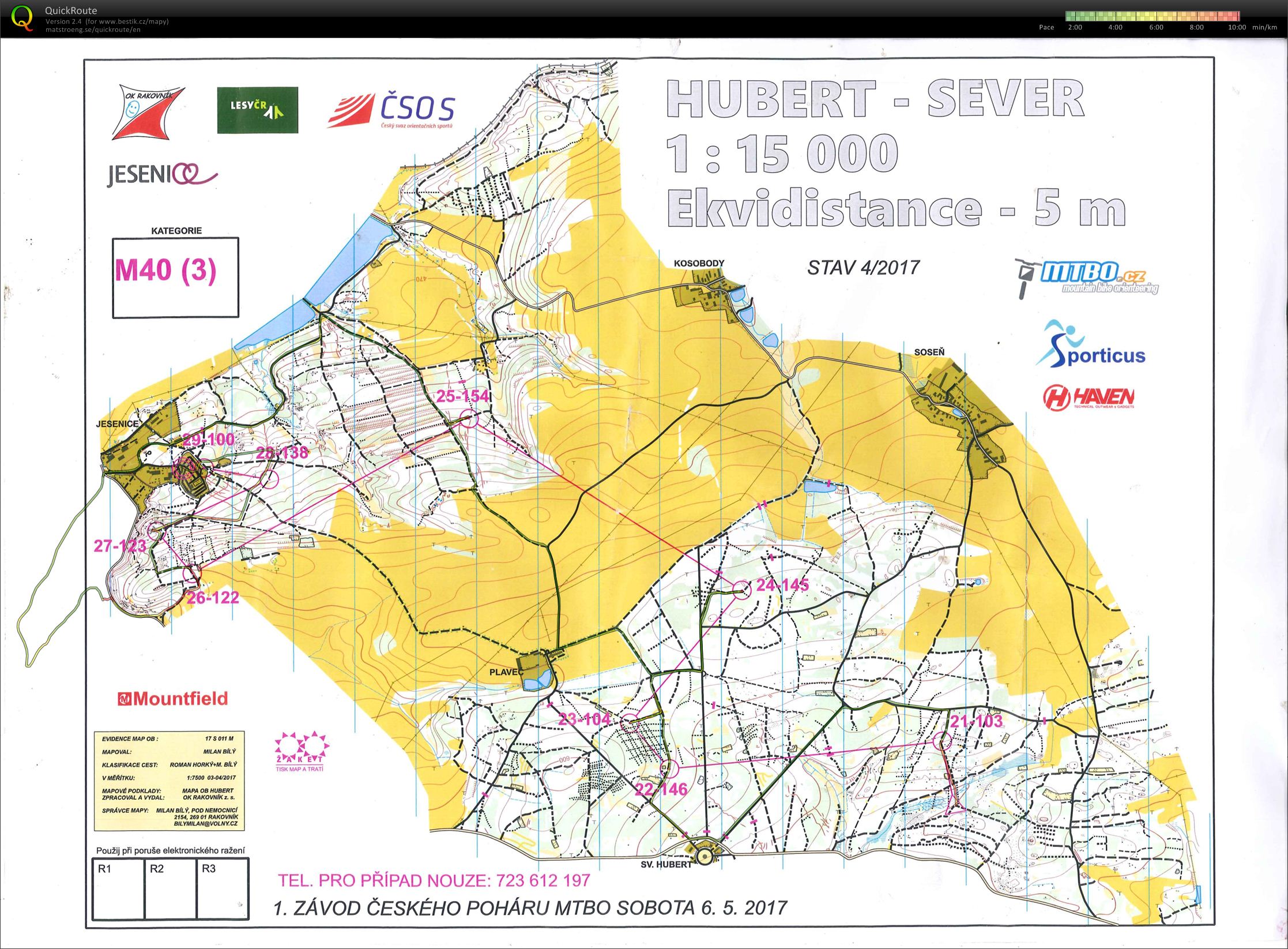 1. ČP MTBO - ultra long M40 3.část (06.05.2017)