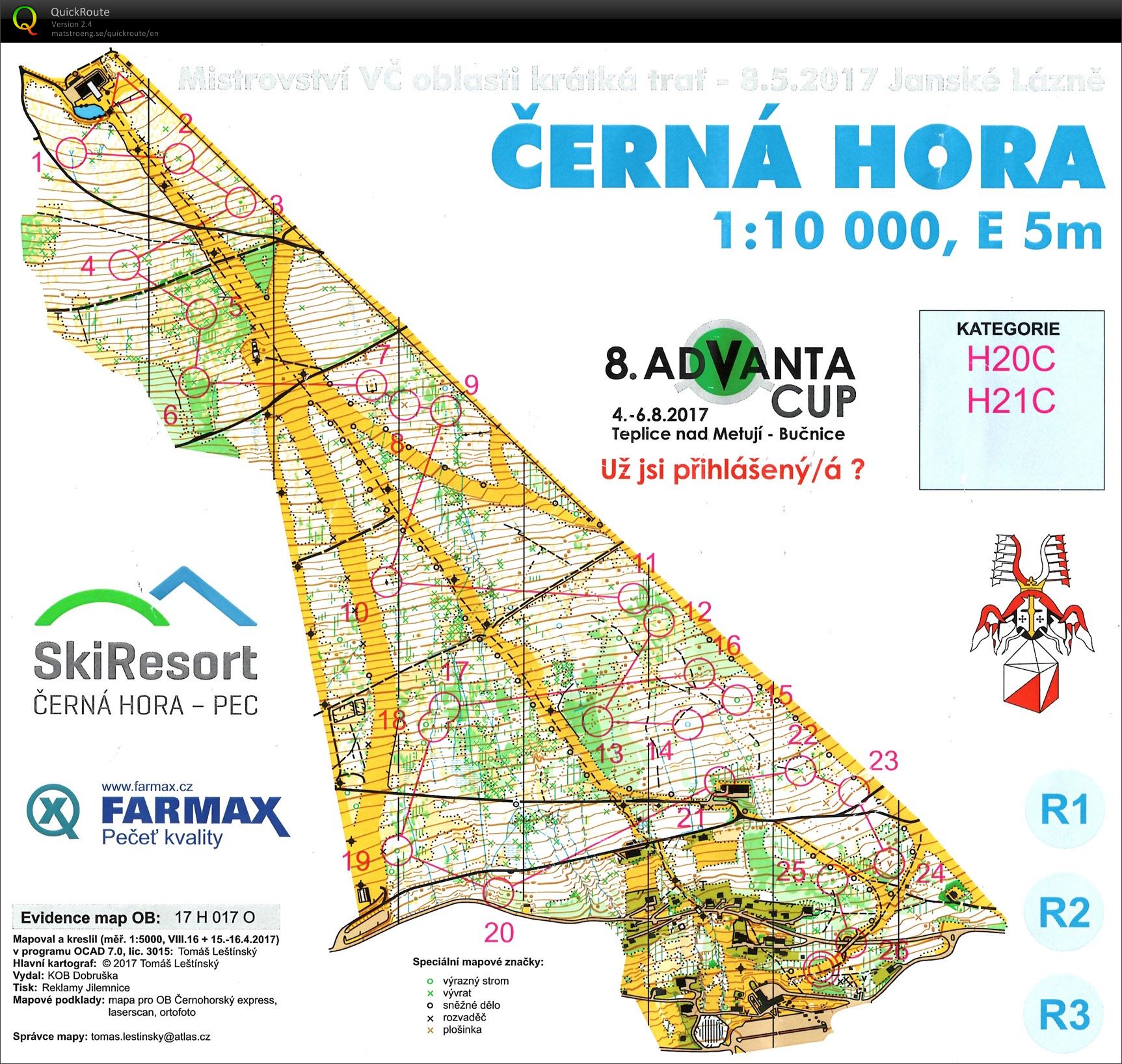 M VČO Černá hora: middle downhill (08.05.2017)