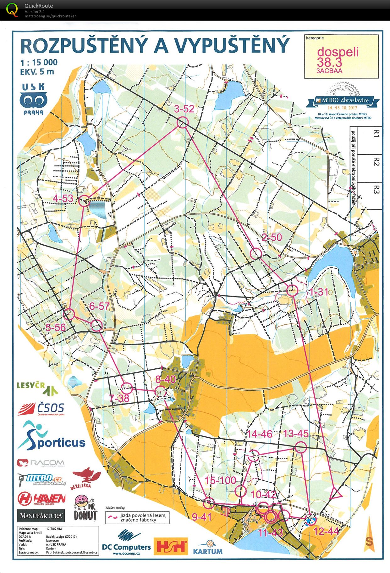 MTBO Zbraslavice - middle (14.10.2017)