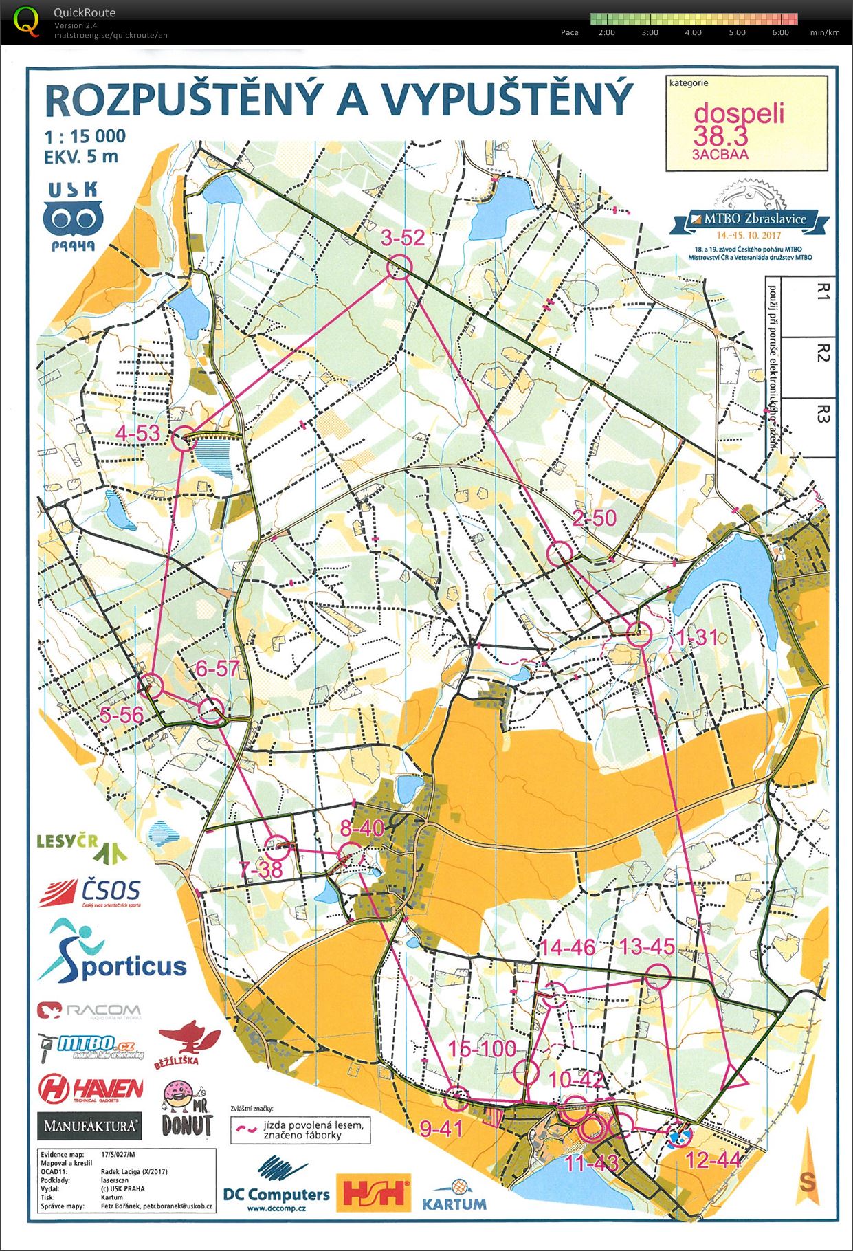 MTBO Zbraslavice - middle (14.10.2017)
