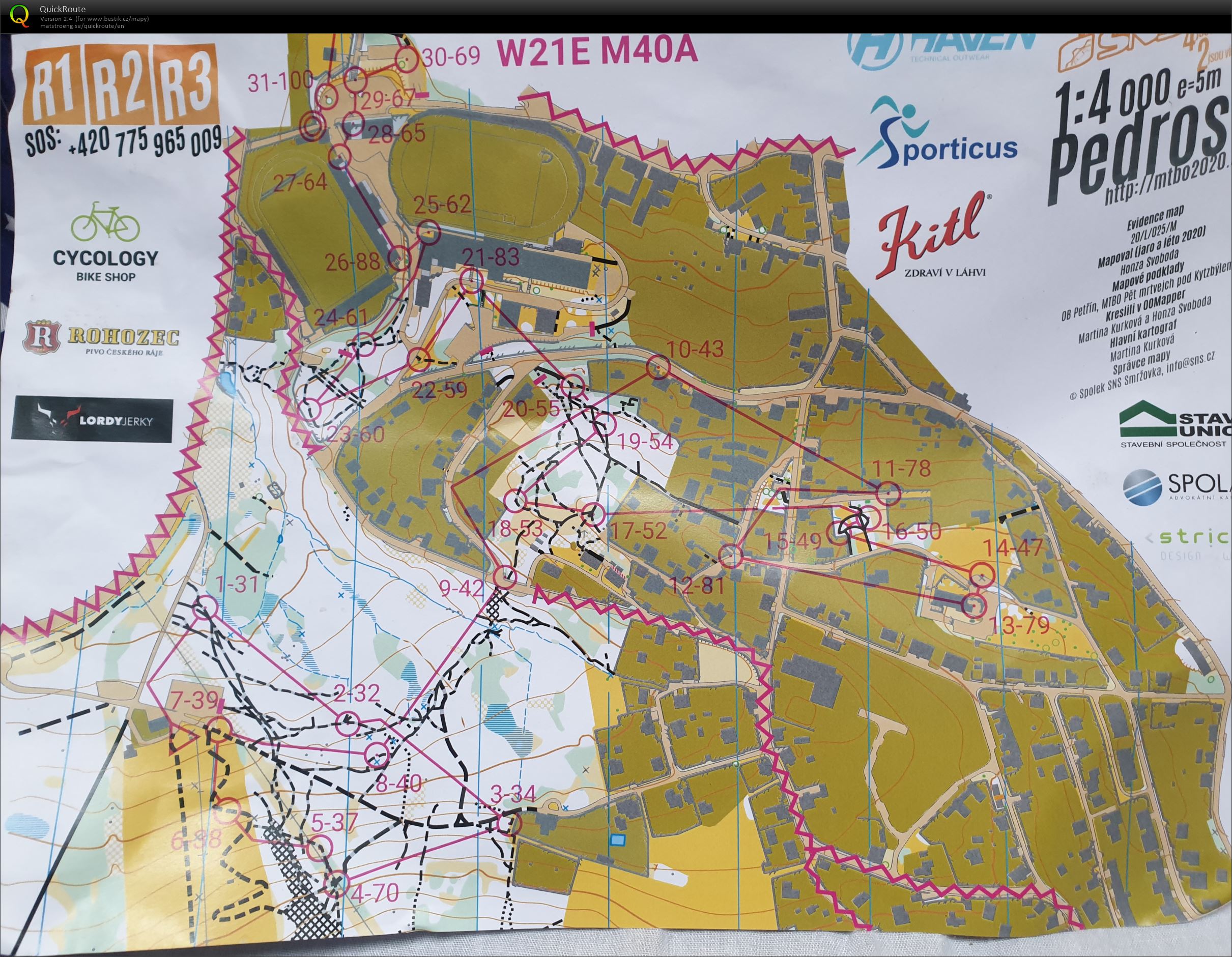 ČP MTBO Kokonín - M40A - sprint (27.09.2020)