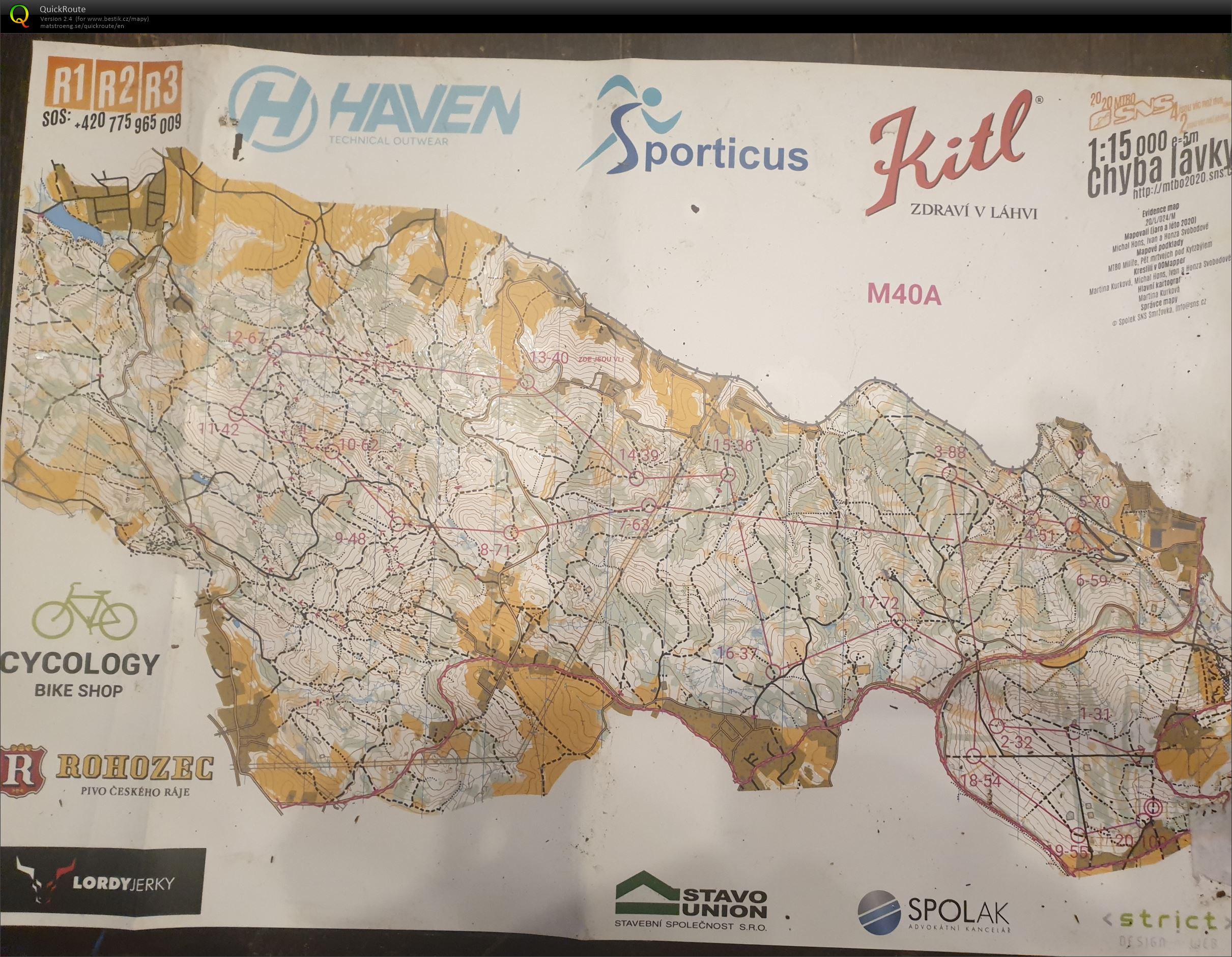 ČP MTBO Kokonín - M40A - long (26.09.2020)
