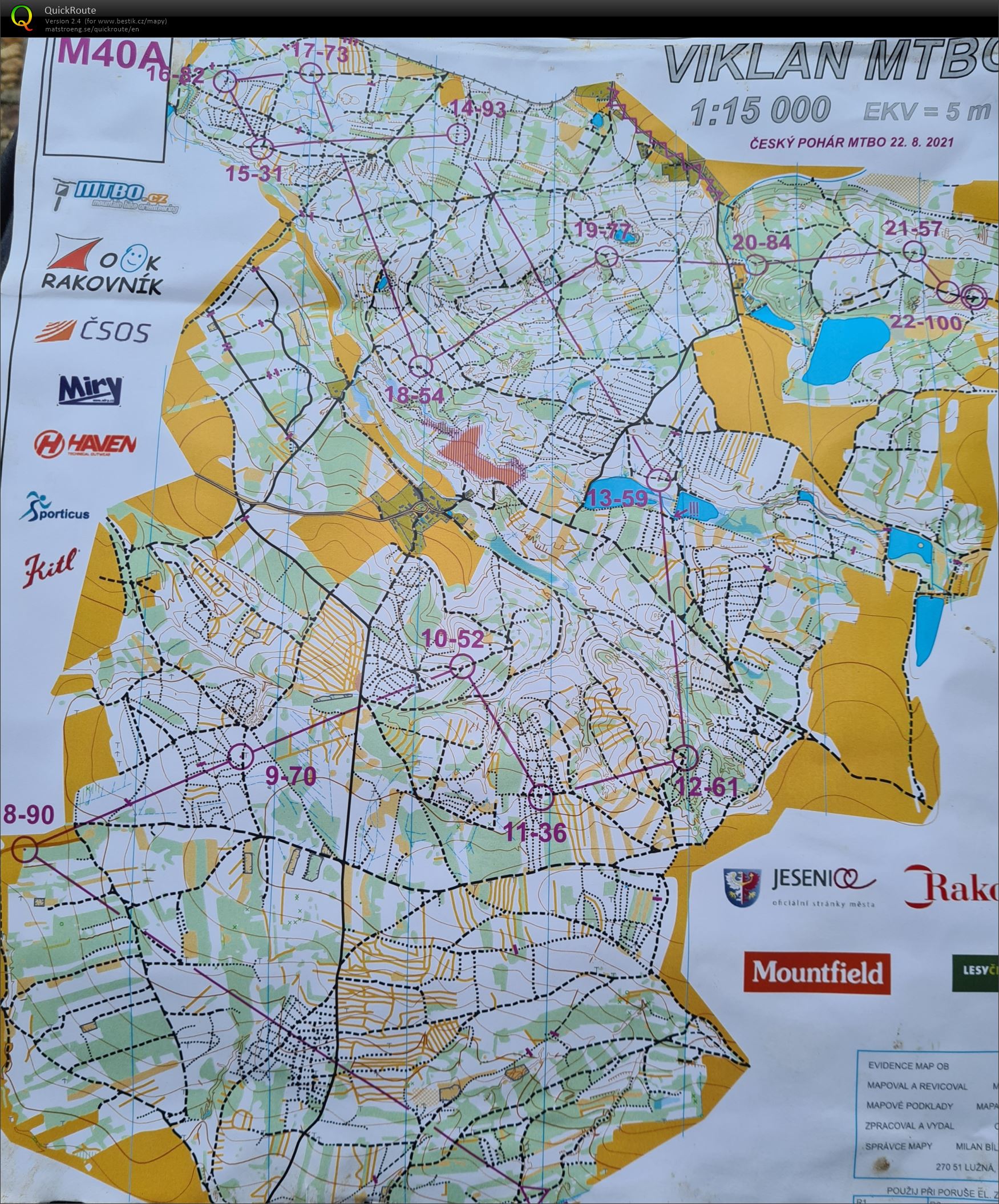 ČP MTBO Jesenice - M40A - long2 (22.08.2021)