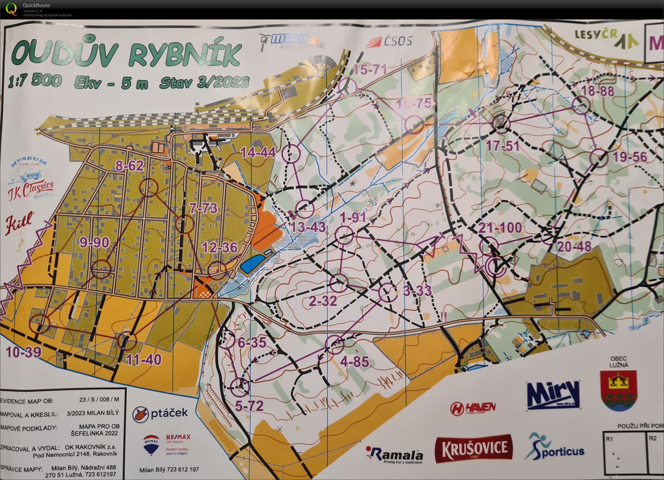 2 CP MTBO - Ouduv rybnik - M40 - middle (15.04.2023)