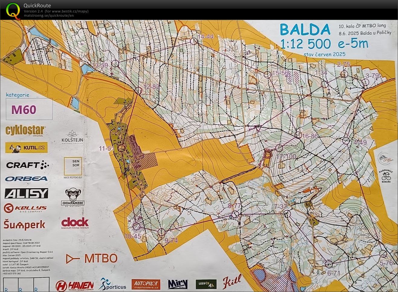 MTBO Český pohár 10. kolo (08.06.2025)